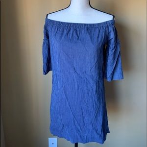 Madewell off the shoulder pinstripe dress